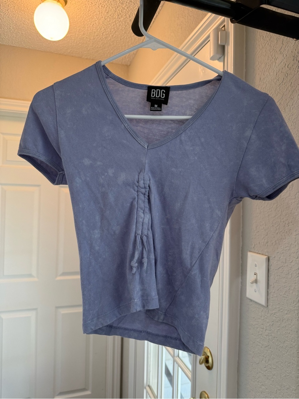 BDG Lavender V-Neck Ruched Tie Front Crop Top